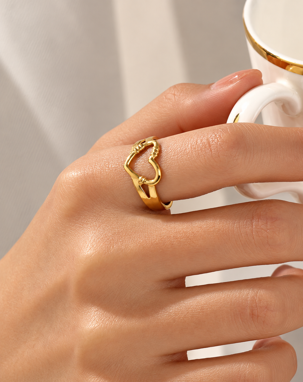 Gold Plated Heart Knot Open Ring for Women - product image 3