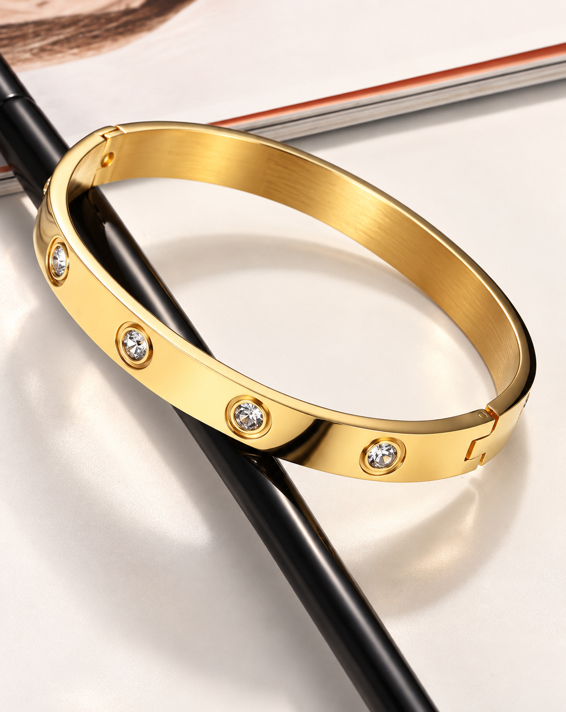 Gold Plated Crystal Studded Cuff Bangle for Women - product image 3
