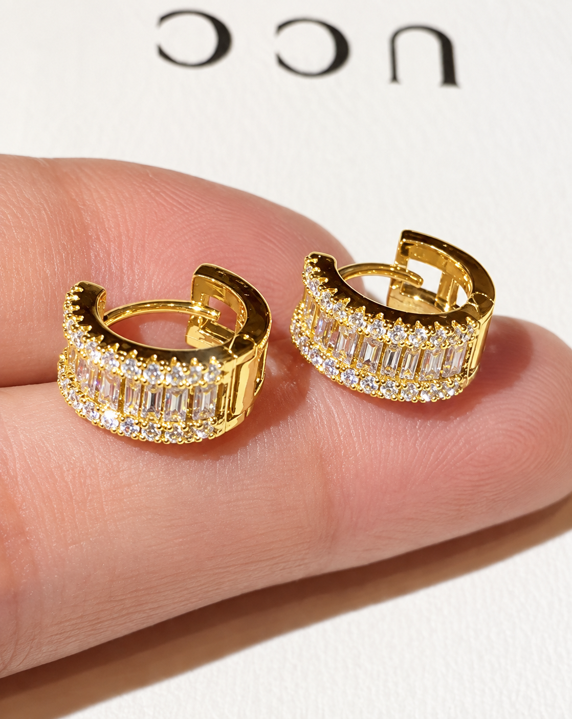 Gold Plated Crystal Pavé Hoop Earrings for Women - product image 2