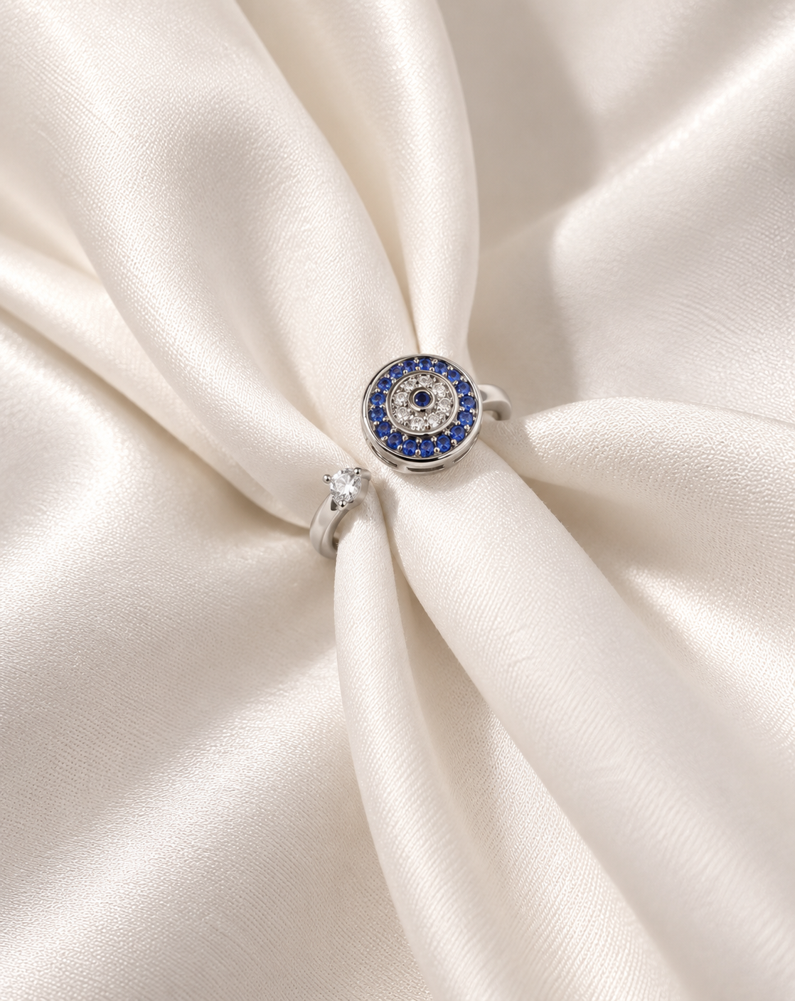 Silver Plated Blue Evil Eye Crystal Open Ring for Women - product image 4
