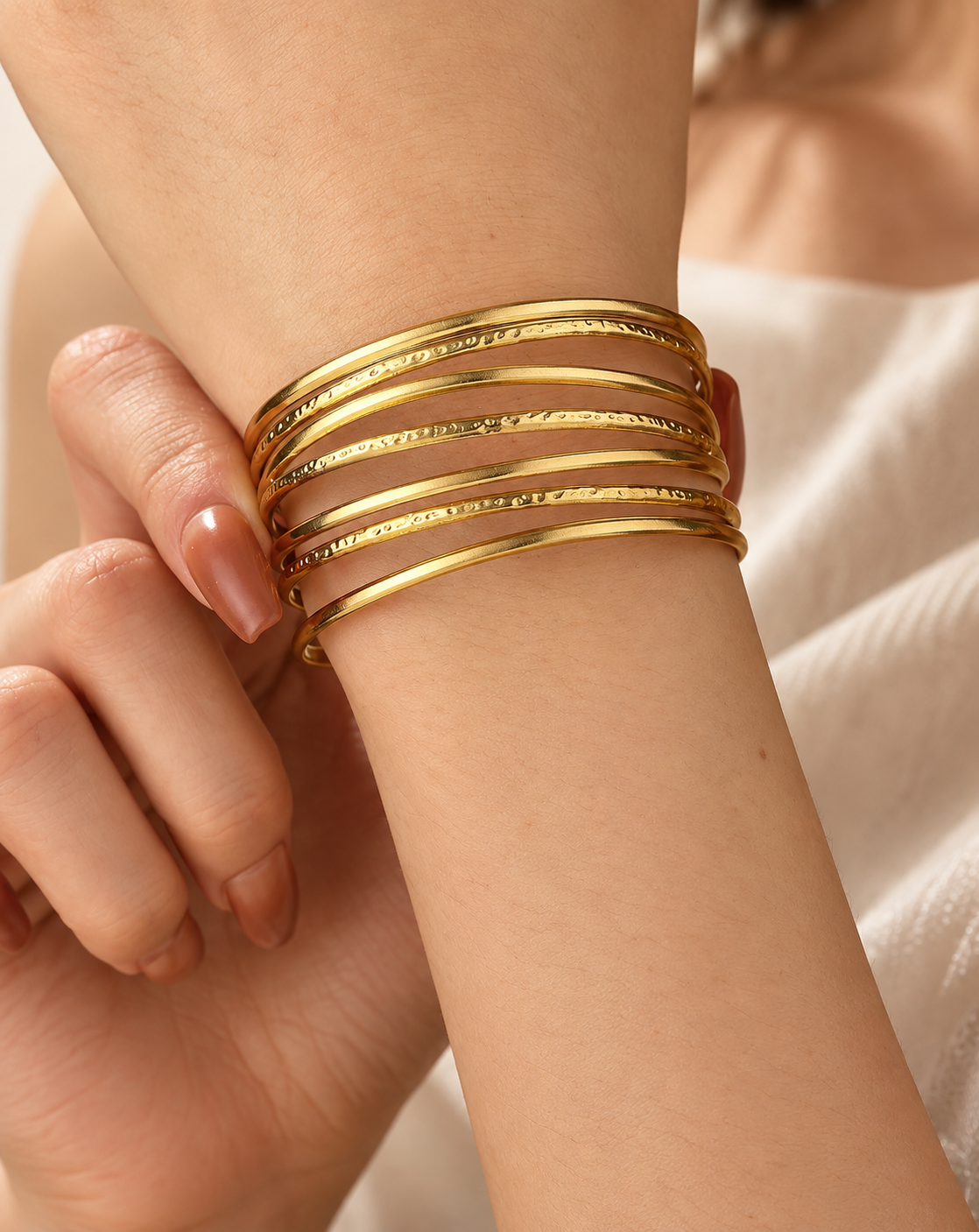 Gold Plated Multi-Band Open Cuff Bracelet for Women - product image 3