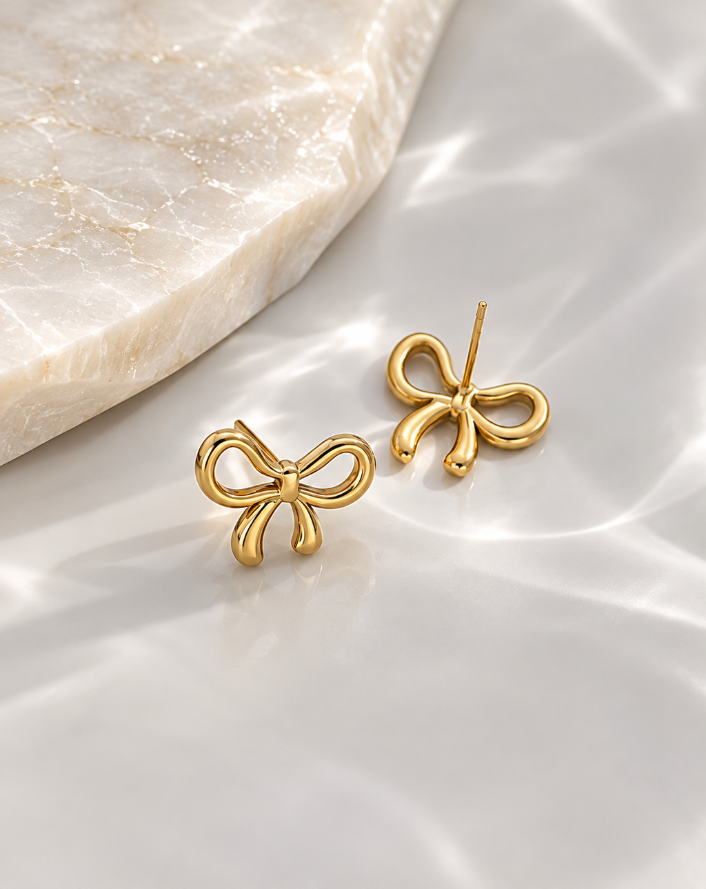 Gold Plated Bow Stud Earrings for Women - product image 4
