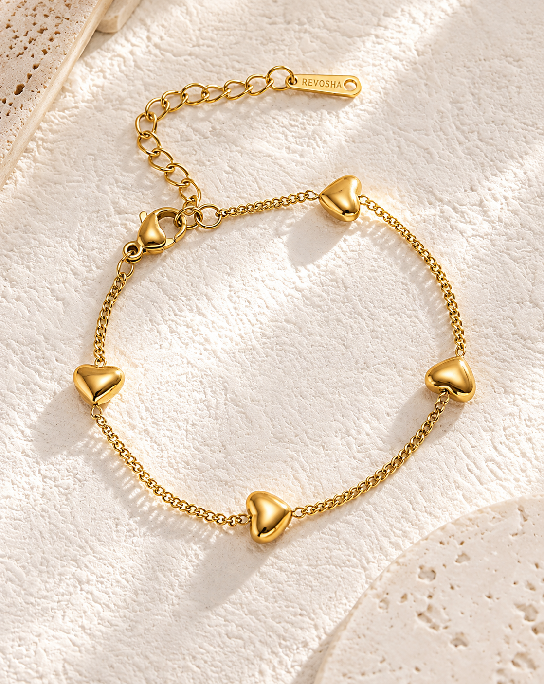 Gold Plated Heart Charm Chain Bracelet for Women - product image 3