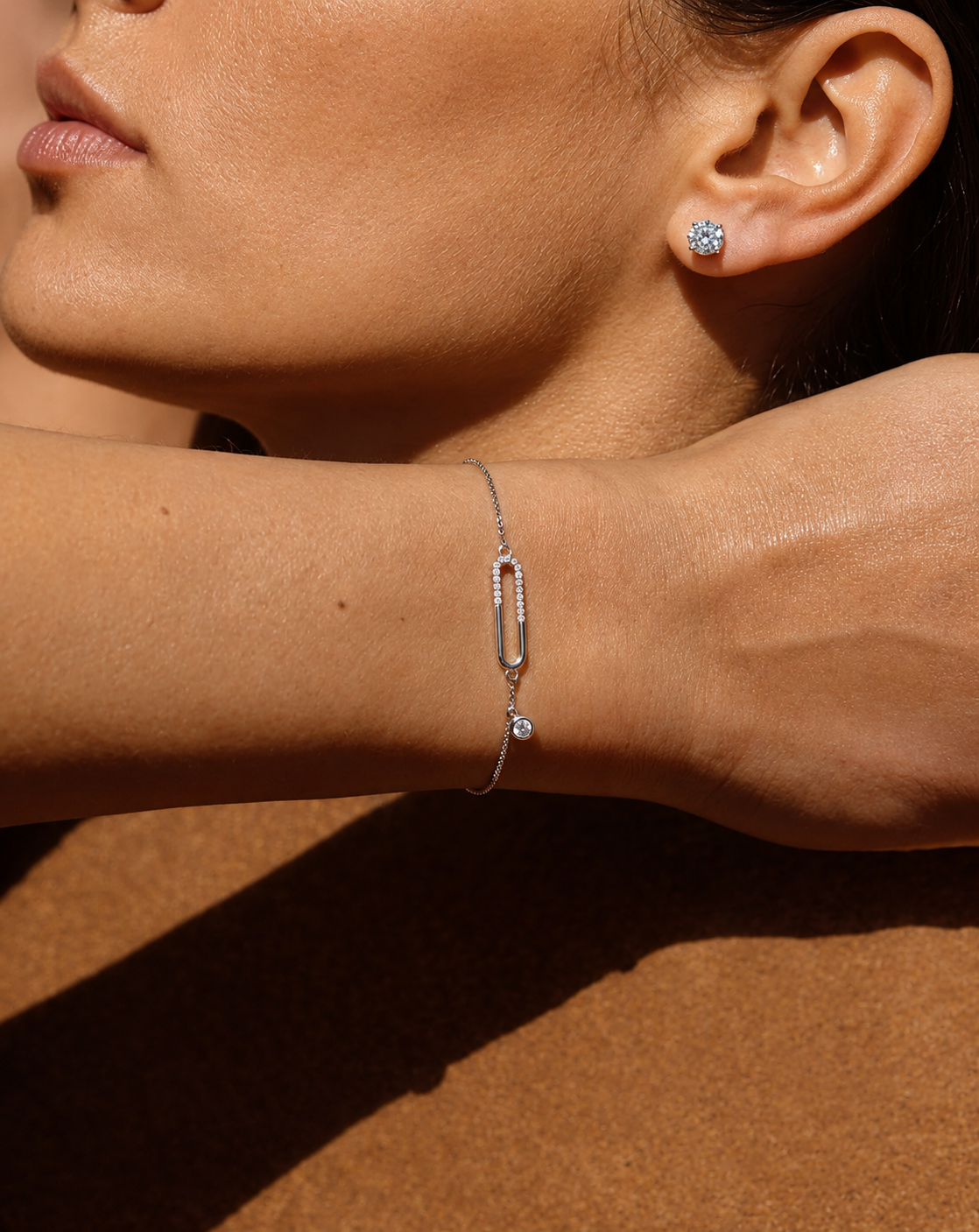 925 Silver Geometric Oval Bar Bracelet | Minimalist