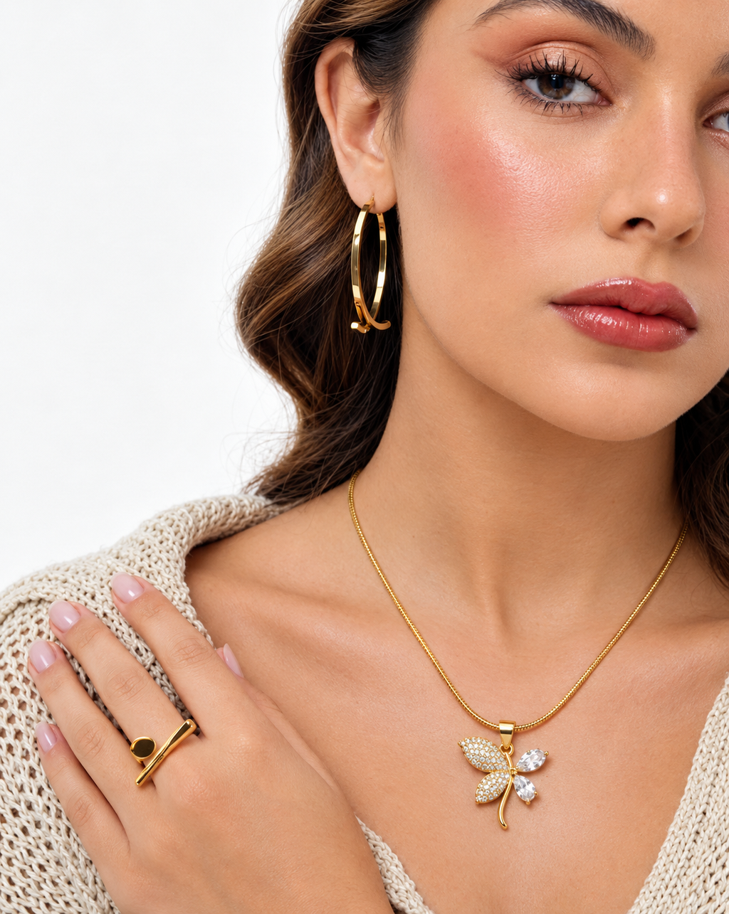 Gold Plated Crystal Butterfly Pendant Necklace for Women - product image 2
