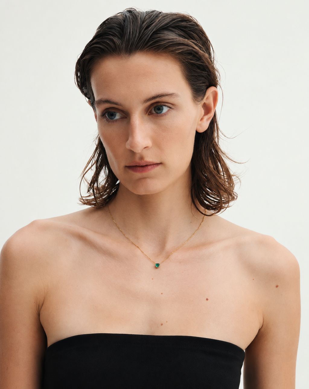 Gold Plated Green Crystal Teardrop Pendant Necklace for Women - product image 2