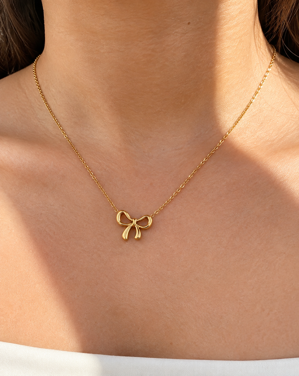 Gold Plated Bow Pendant Ball Chain Necklace for Women - product image 2