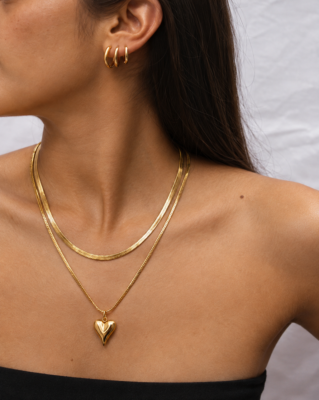 Gold Plated Heart Pendant Layered Necklace for Women - product image 2