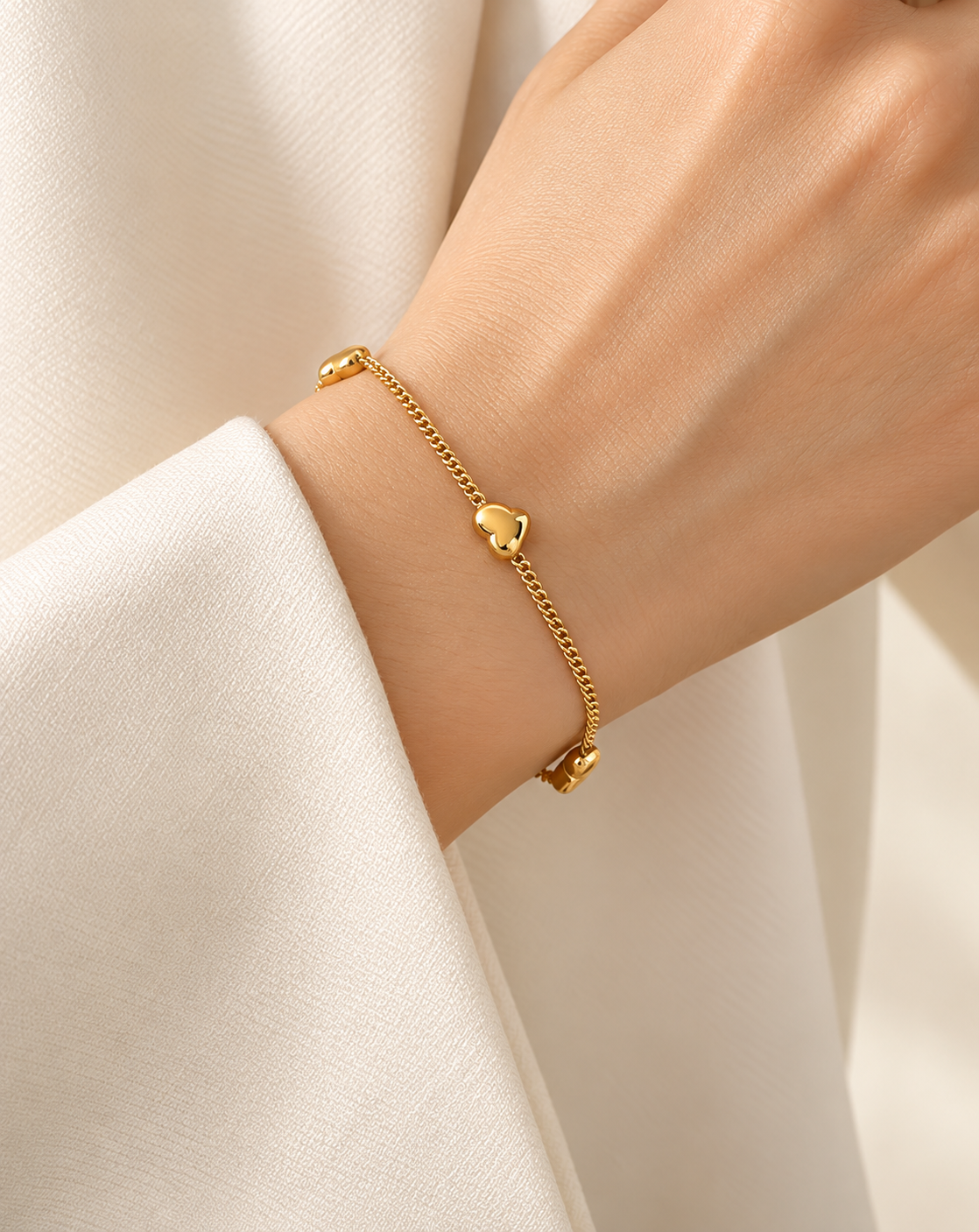 Gold Plated Heart Charm Chain Bracelet for Women - product image 2