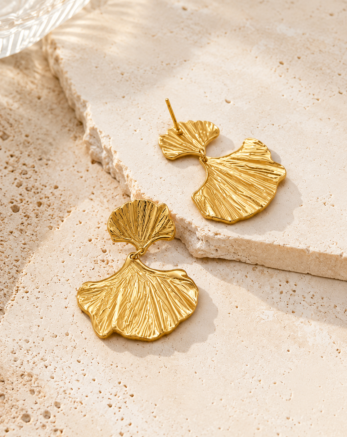 Gold Plated Double Shell Drop Earrings for Women - product image 4