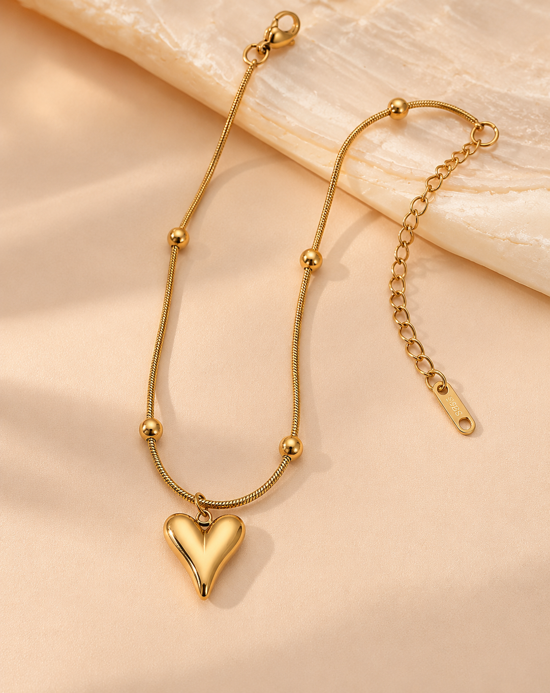 Gold Plated Beaded Heart Drop Bracelet for Women - product image 4