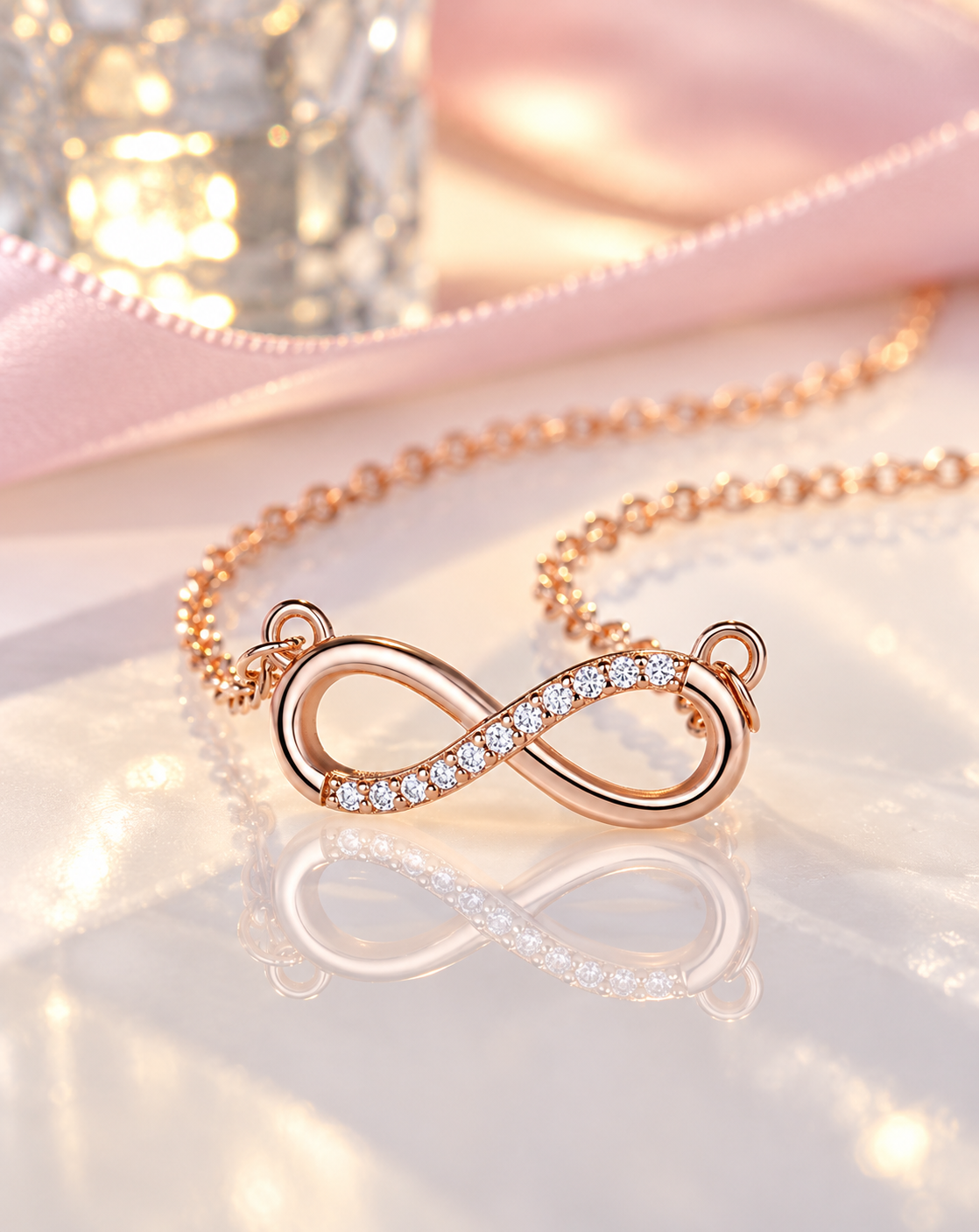 Rose Gold Plated Infinity Crystal Necklace for Women - product image 4