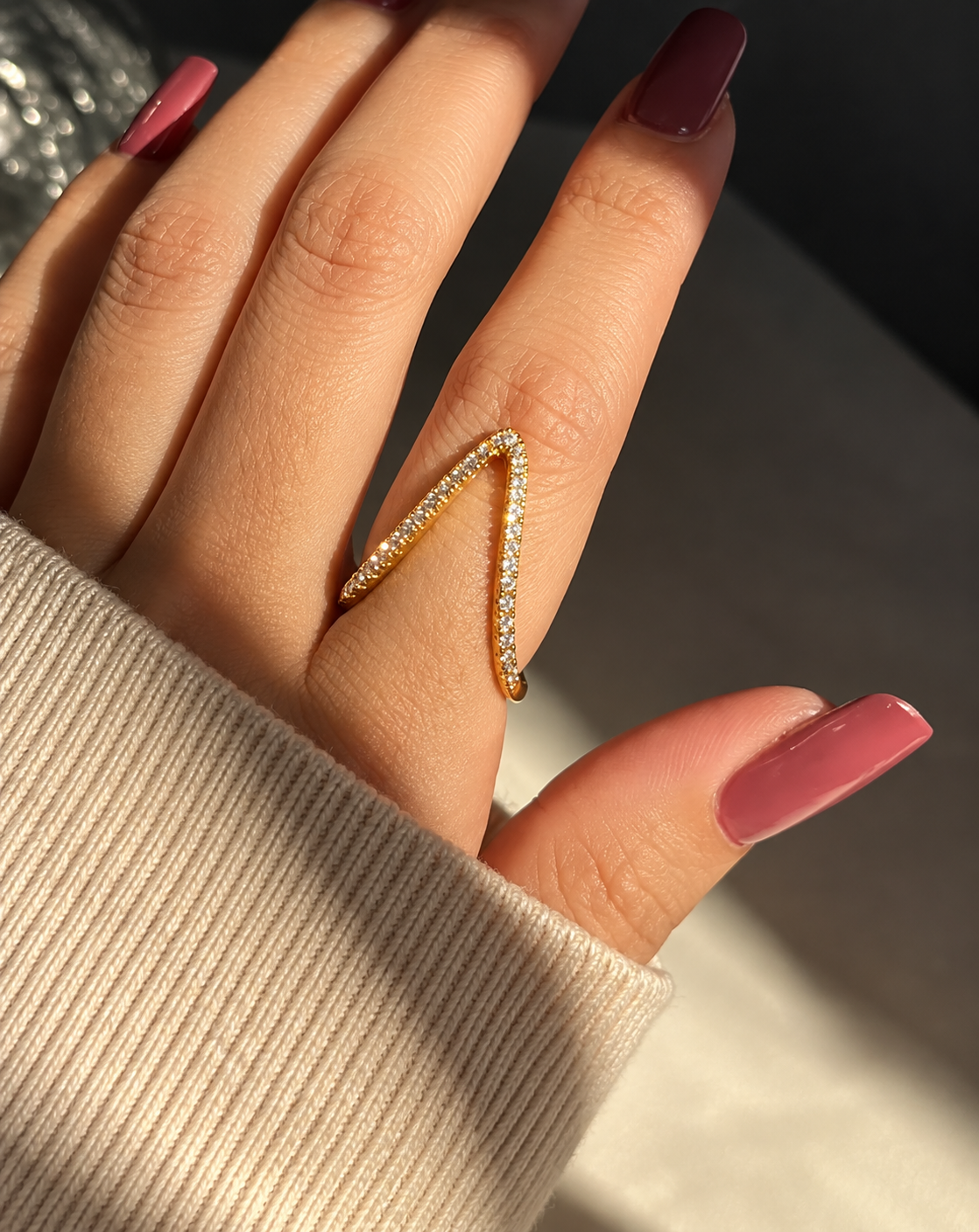 Gold Plated Crystal Open Band Ring for Women - product image 2