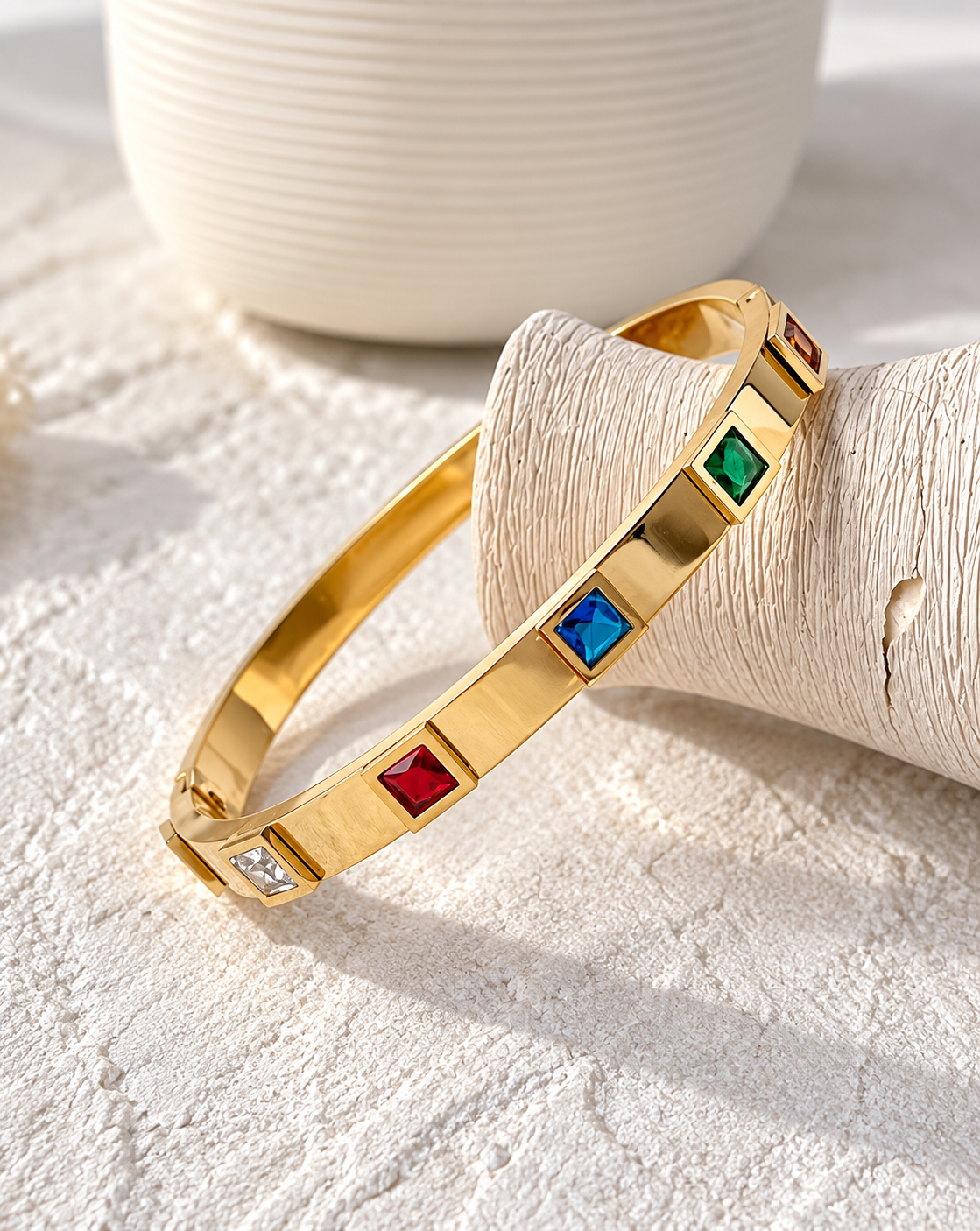 Gold Plated Multicolor Stone Cuff Bangle for Women - product image 4