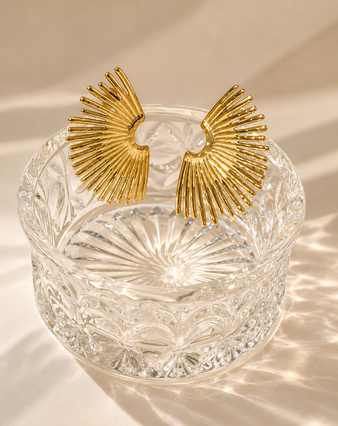 Gold Plated Radiant Fan Stud Earrings for Women - product image 4