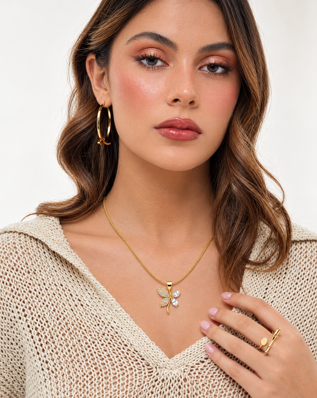 Gold Plated Crystal Butterfly Pendant Necklace for Women - product image 3