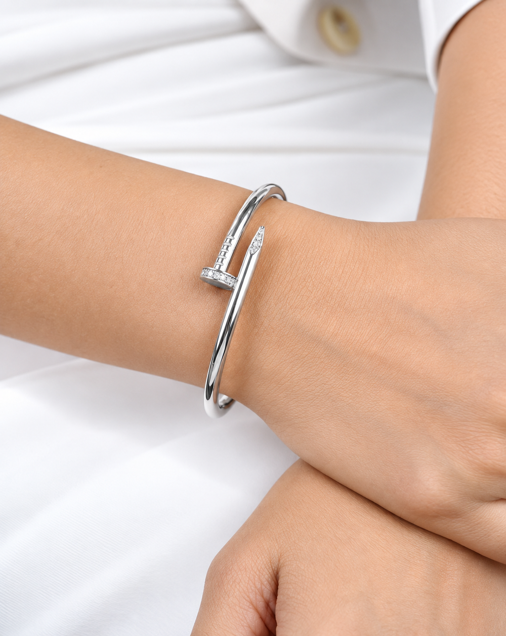 Silver Plated Minimal Nail Cuff Bracelet for Women - product image 3