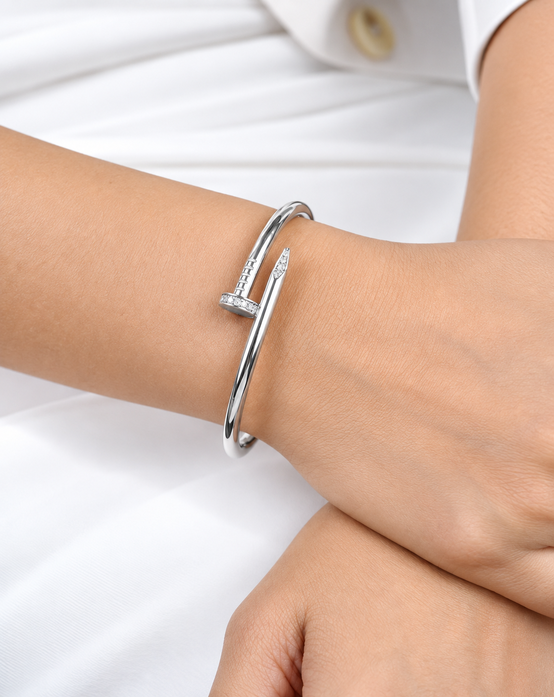 Silver Plated Minimal Nail Cuff Bracelet for Women - product image 3