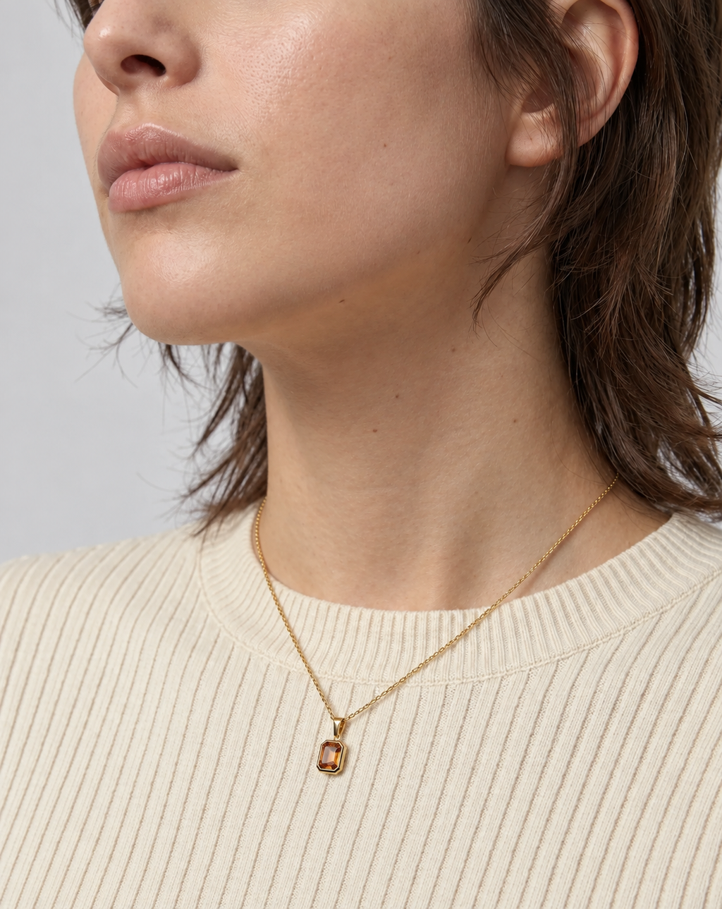 Gold Plated Brown Crystal Pendant Necklace for Women - product image 3