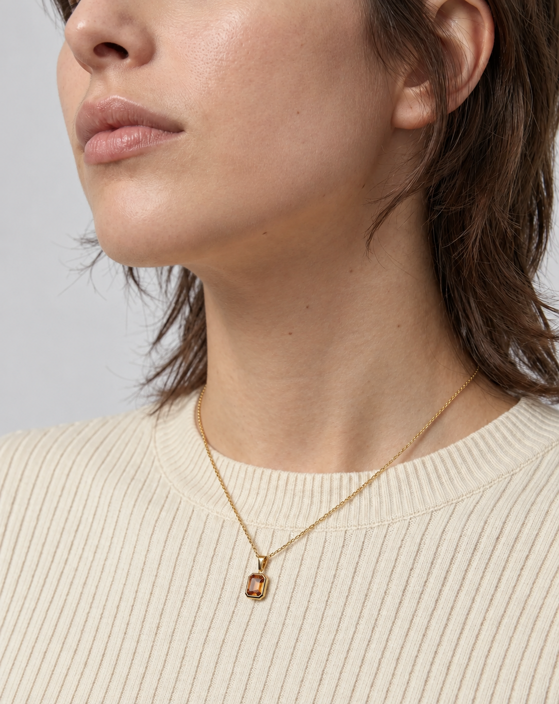 Gold Plated Brown Crystal Pendant Necklace for Women - product image 3