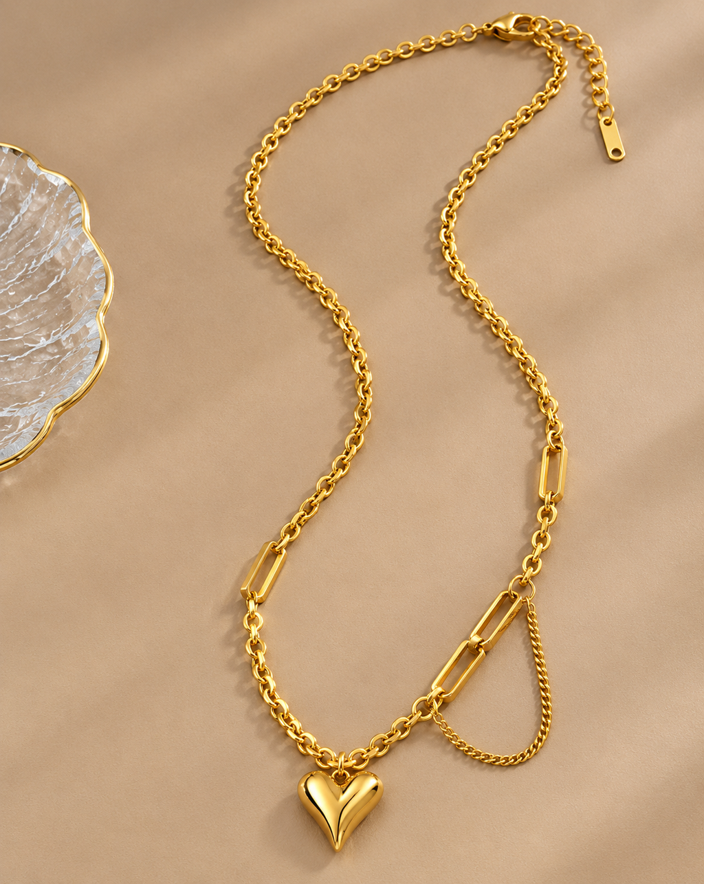 Gold Plated Paperclip Heart Pendant Necklace for Women - product image 5