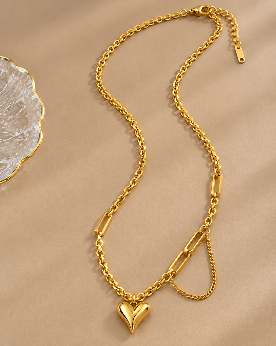 Gold Plated Paperclip Heart Pendant Necklace for Women - product image 5