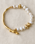 Gold-Tone Pearl Bracelet | Electroplated Copper for Women