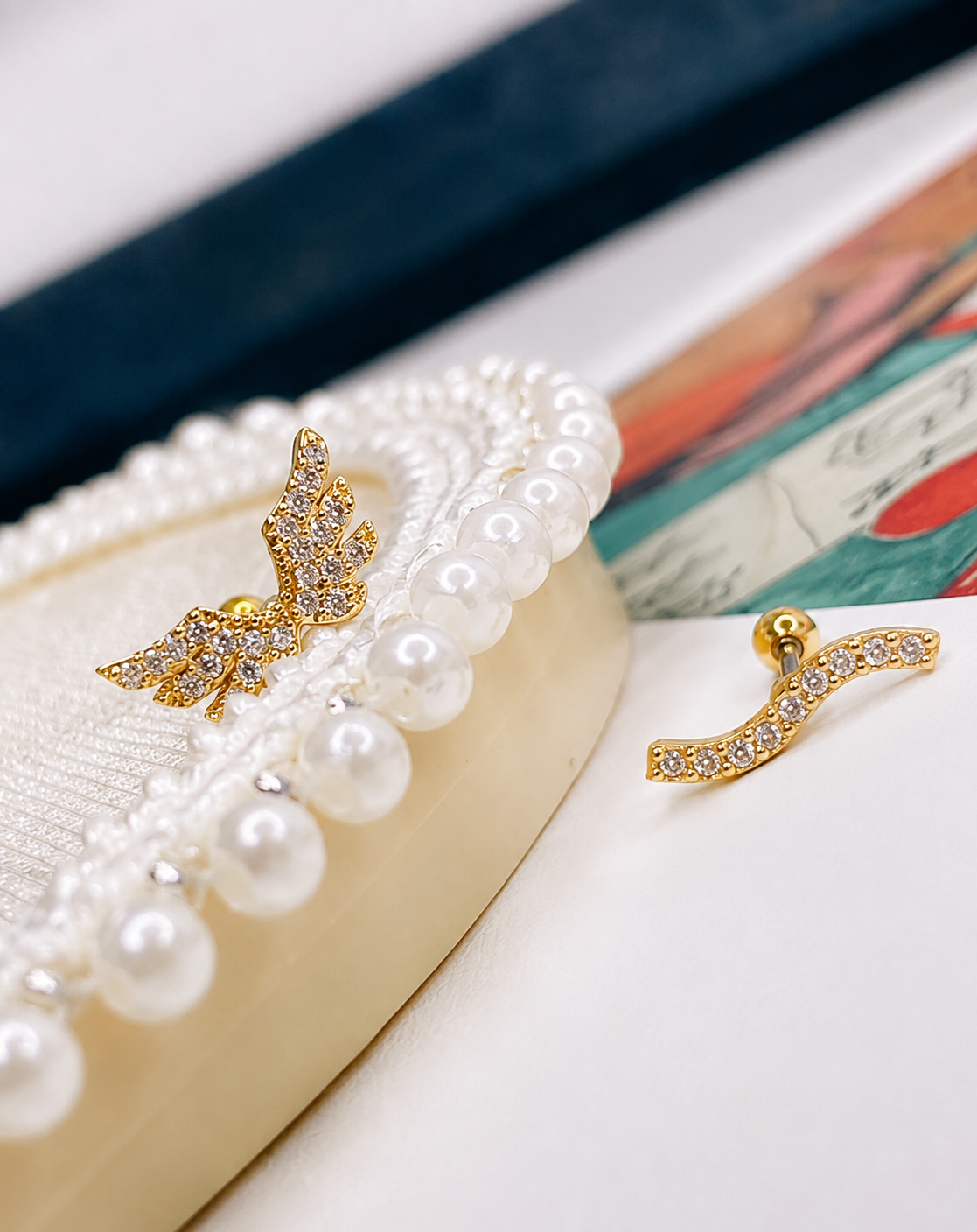 Angel Wing Zircon Single Earring | Gold Statement Ear Piece