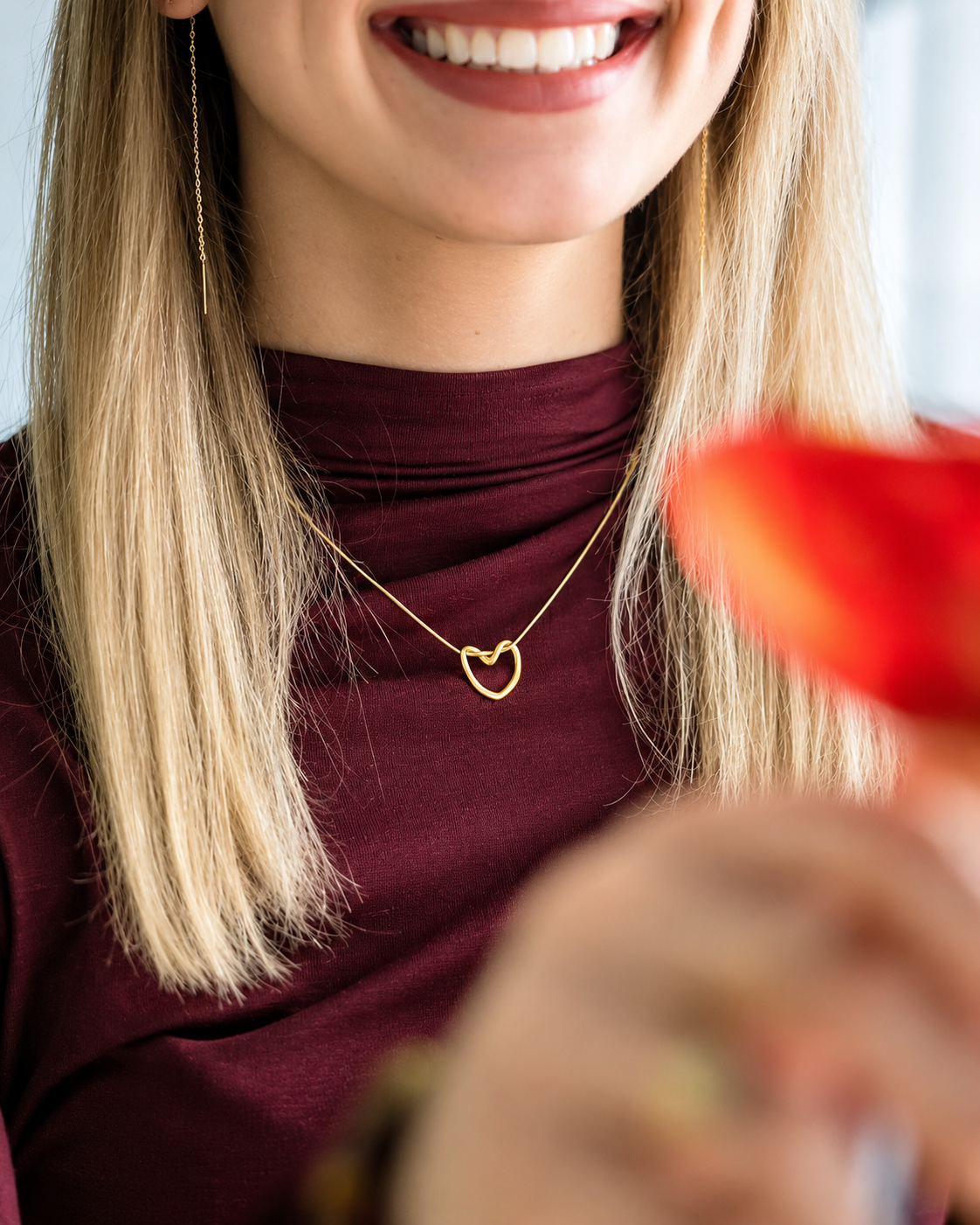 Gold Plated Heart Link Pendant Necklace for Women - product image 3