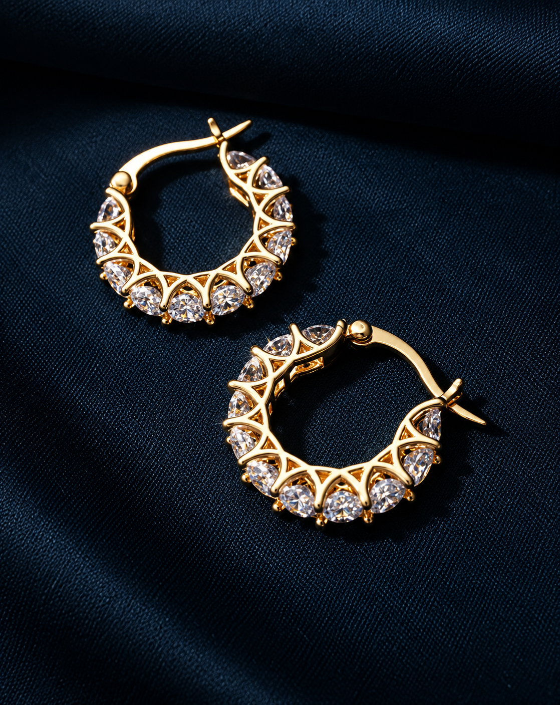 Gold Plated Crystal Edge Hoop Earrings for Women - product image 4