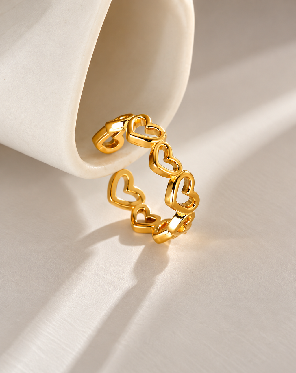 Gold Plated Interlocking Heart Link Ring for Women - product image 4