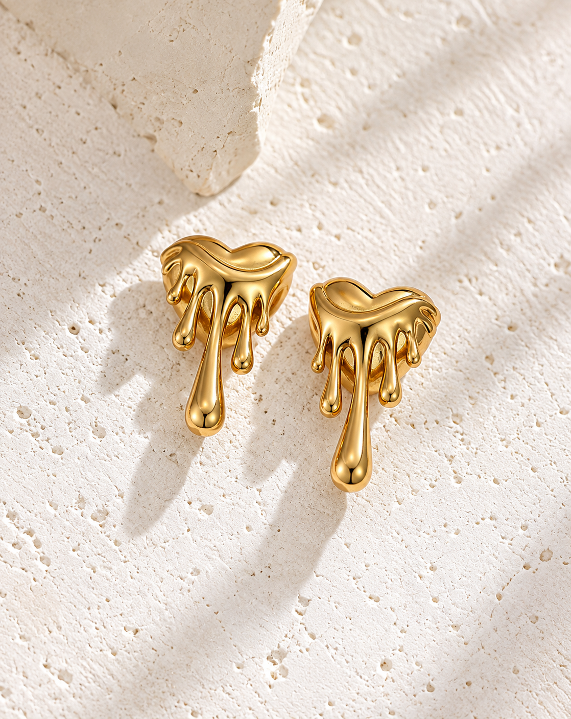 Gold Plated Dripping Heart Drop Earrings for Women - product image 4