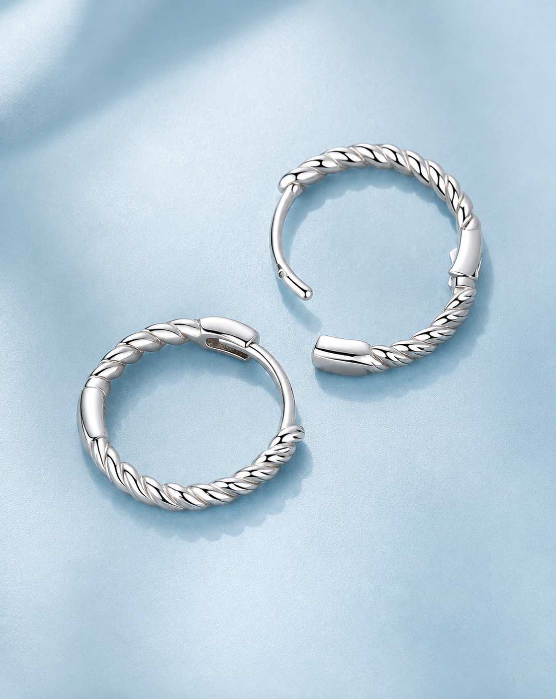 S925 Sterling Silver Twist Hoop Earrings for Women