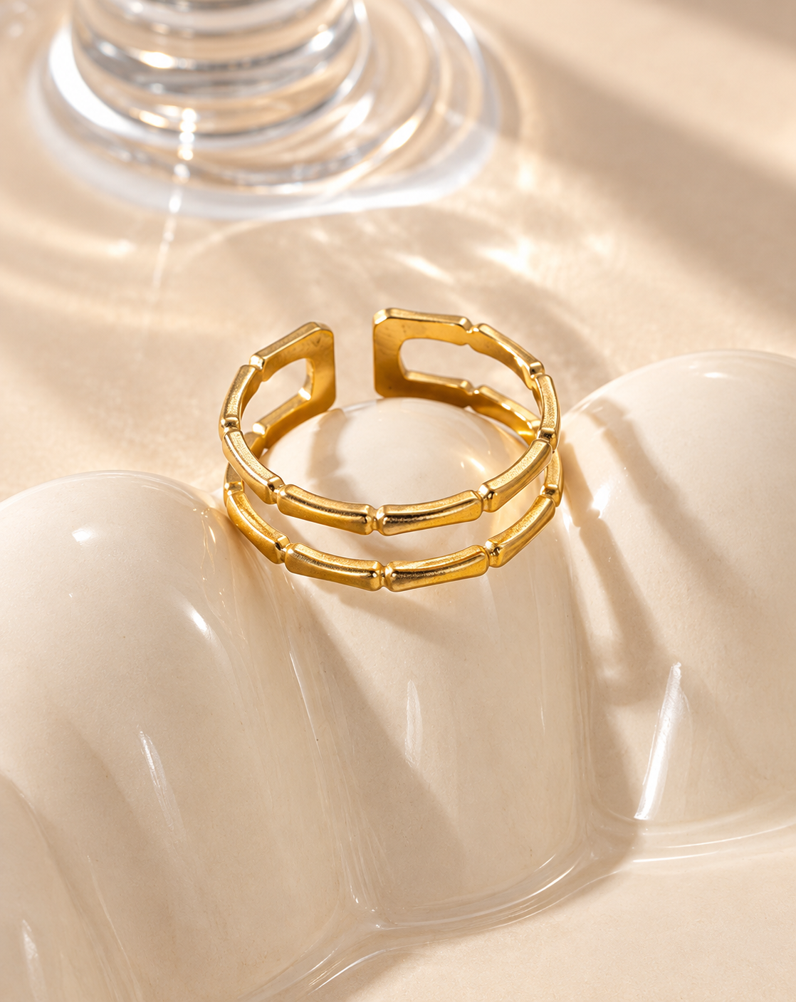 Gold Plated Double Band Open Ring for Women - product image 3