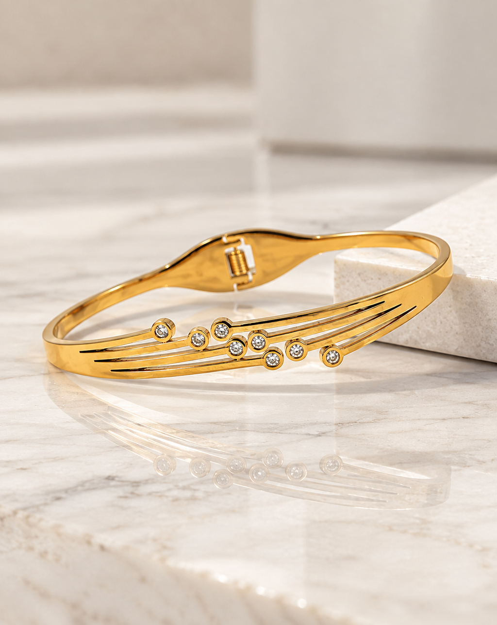 Gold Plated Crystal Sweep Bangle Bracelet for Women - product image 4