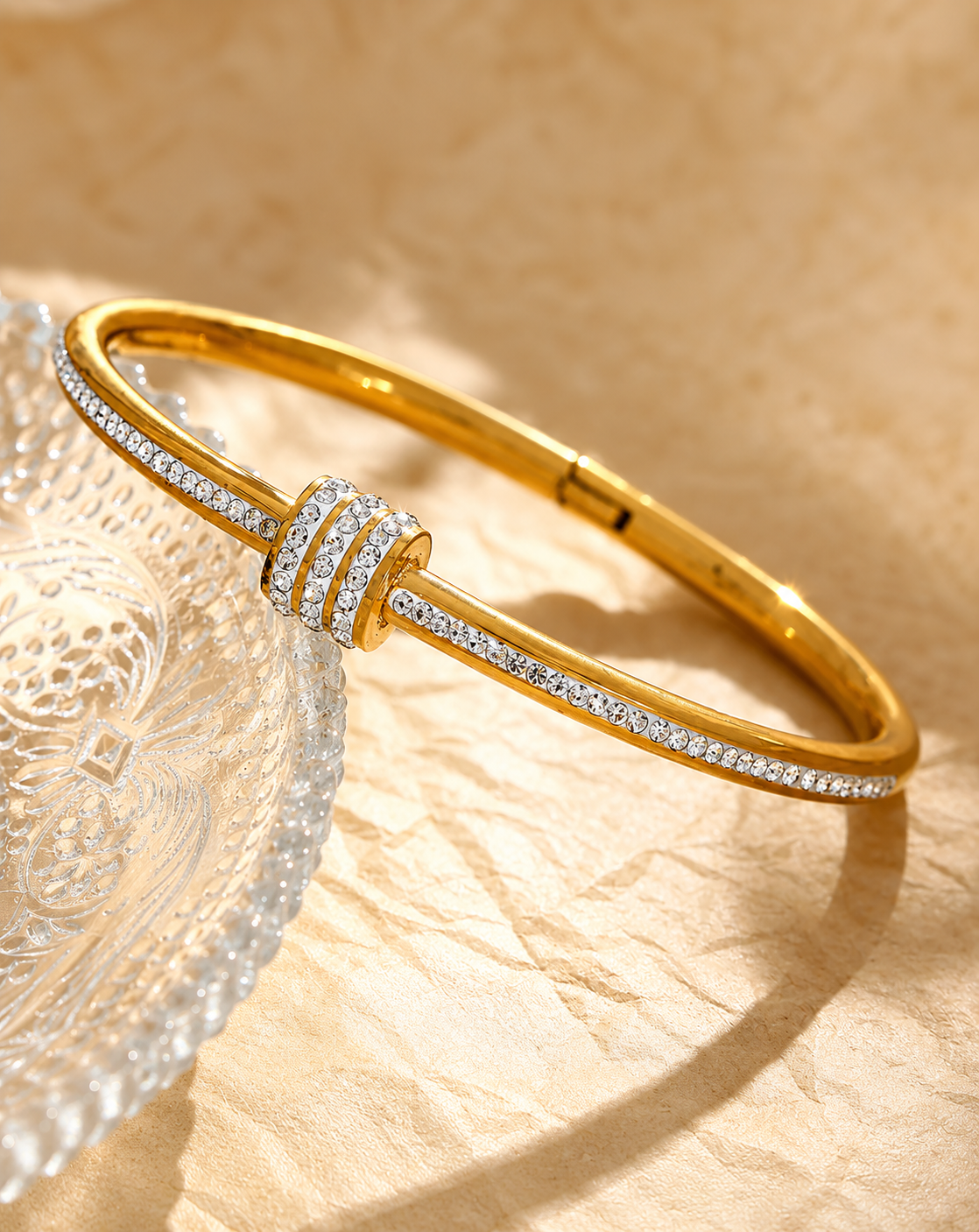 Gold Plated Crystal Barrel Cuff Bracelet for Women - product image 3