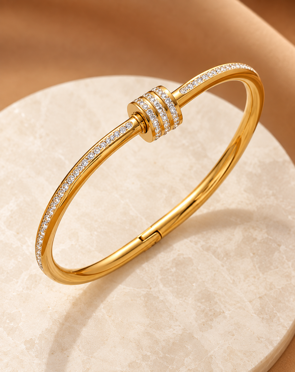 Gold Plated Crystal Barrel Cuff Bracelet for Women - product image 4