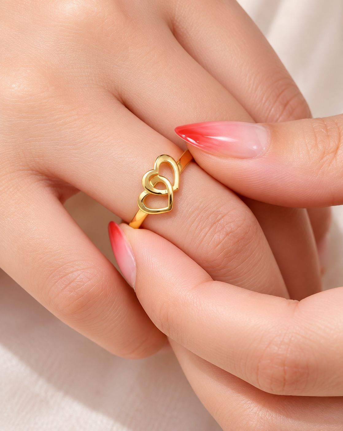 Gold Plated Double Heart Open Ring for Women - product image 2
