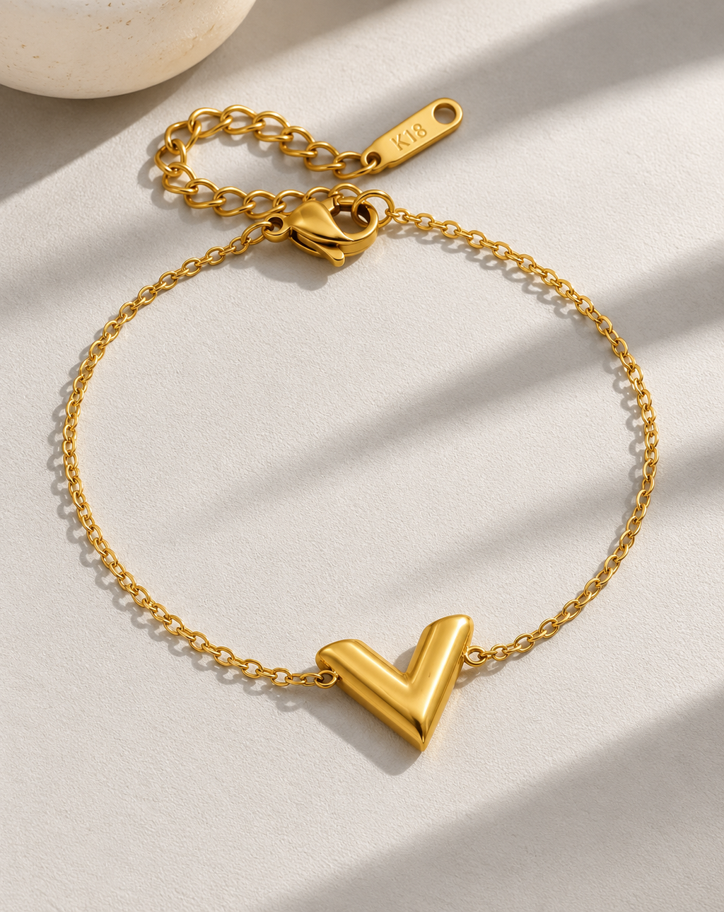 Gold Plated V-Shaped Pendant Chain Bracelet for Women - product image 3