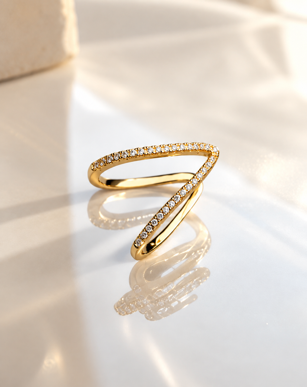 Gold Plated Crystal Open Band Ring for Women - product image 4