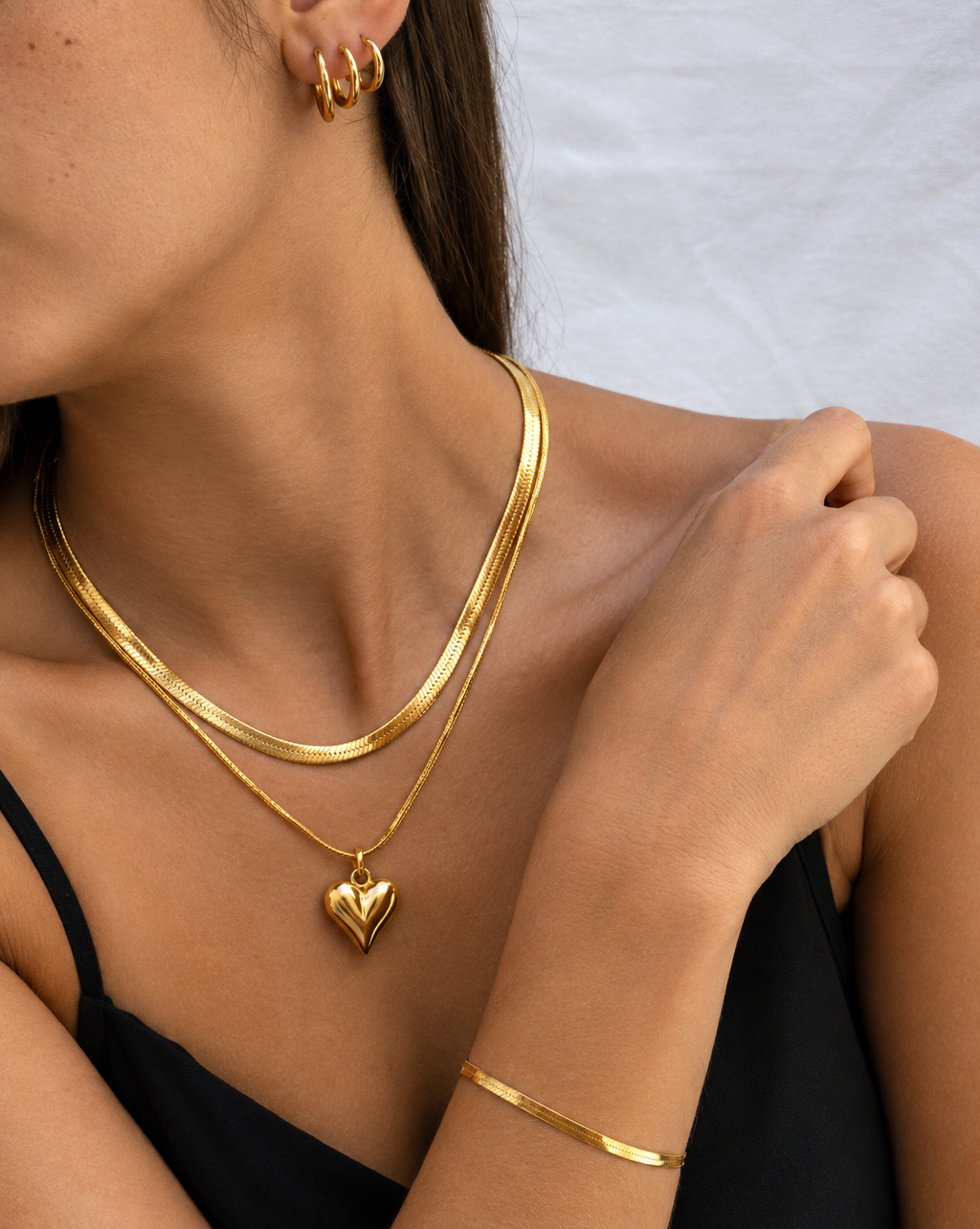 Gold Plated Heart Pendant Layered Necklace for Women - product image 3