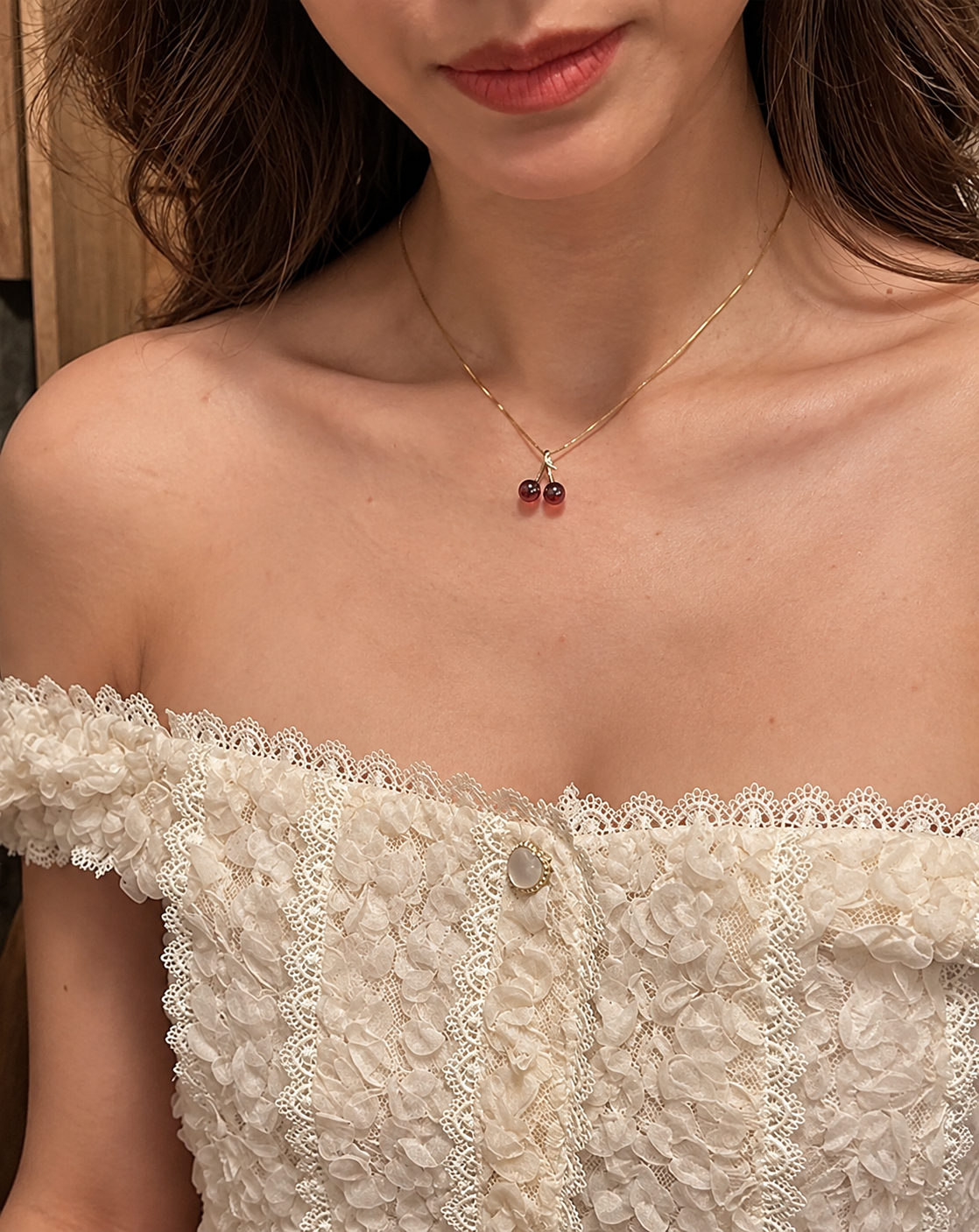 Gold Plated Cherry Pendant Necklace for Women - product image 2