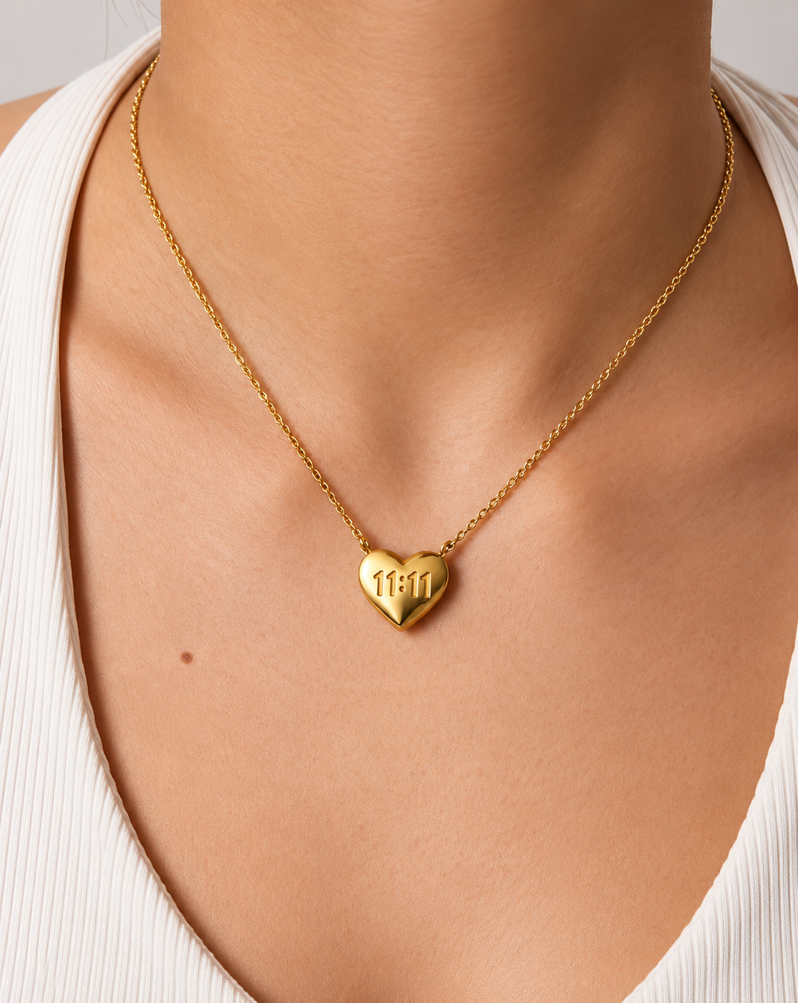 Gold Plated 11:11 Heart Pendant Necklace for Women - product image 2