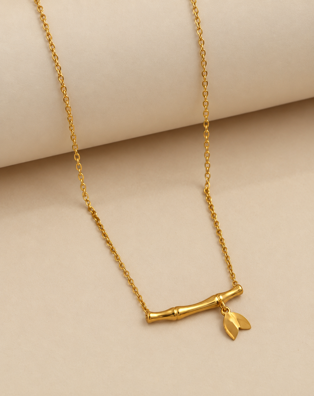 Gold Plated Bamboo Leaf Pendant Necklace for Women - product image 4