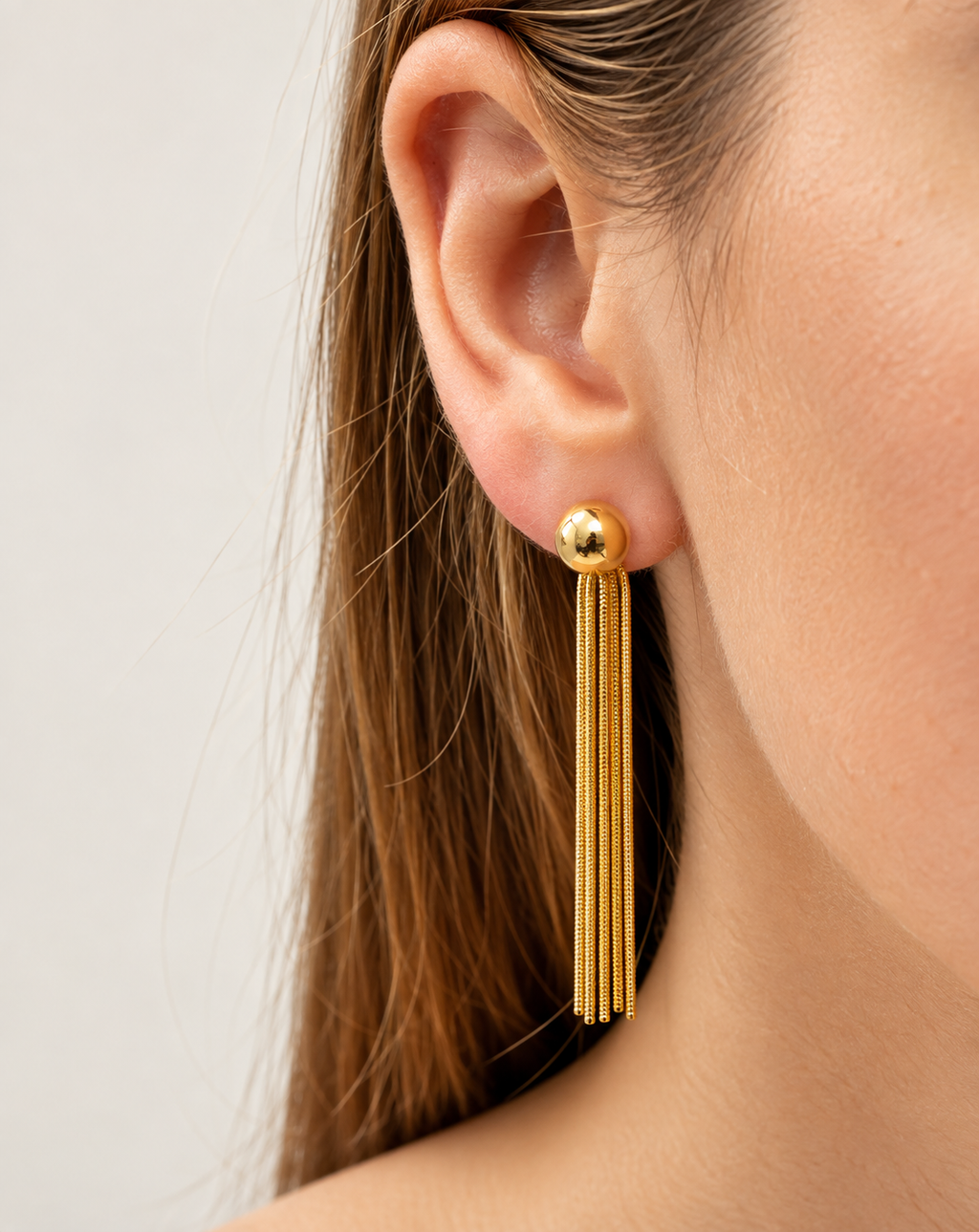 Gold Plated Long Chain Drop Earrings for Women - product image 2