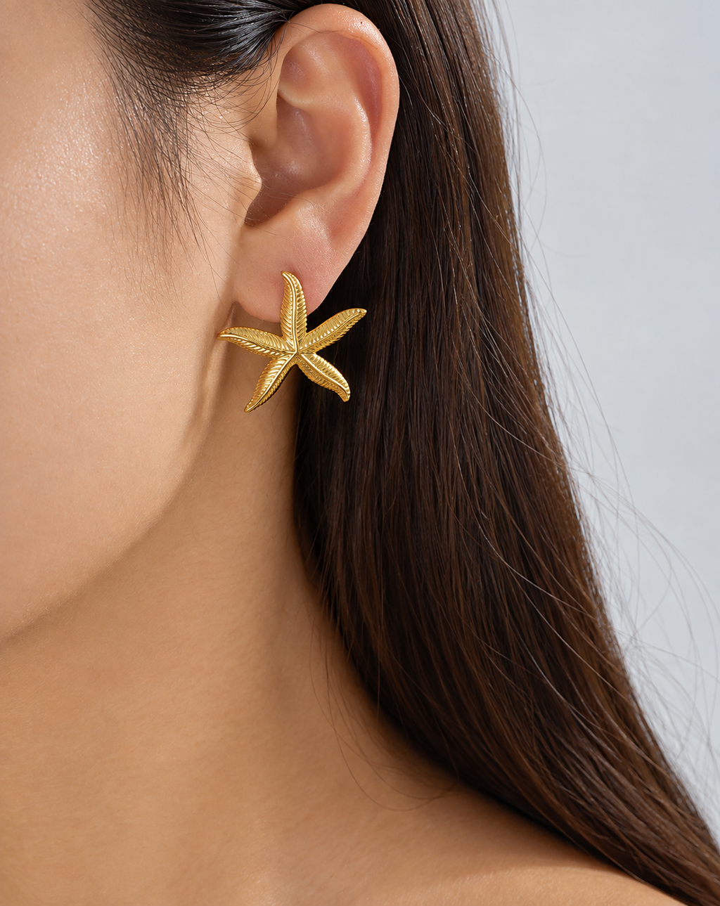 Gold Plated Starfish Stud Earrings for Women - product image 2
