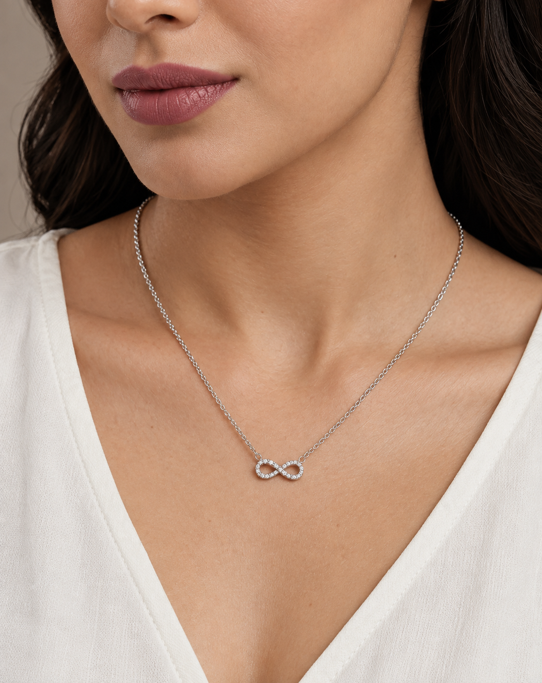 Silver Plated Infinity Crystal Pendant Necklace for Women - product image 3