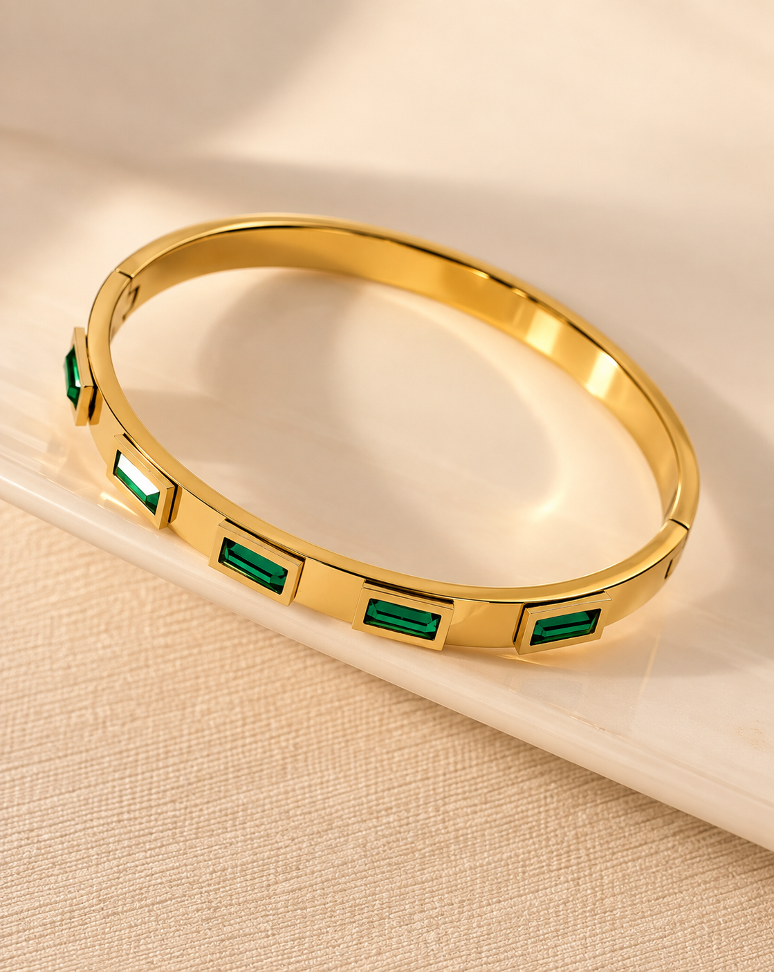 Gold Plated Green Stone Cuff Bangle for Women - product image 3