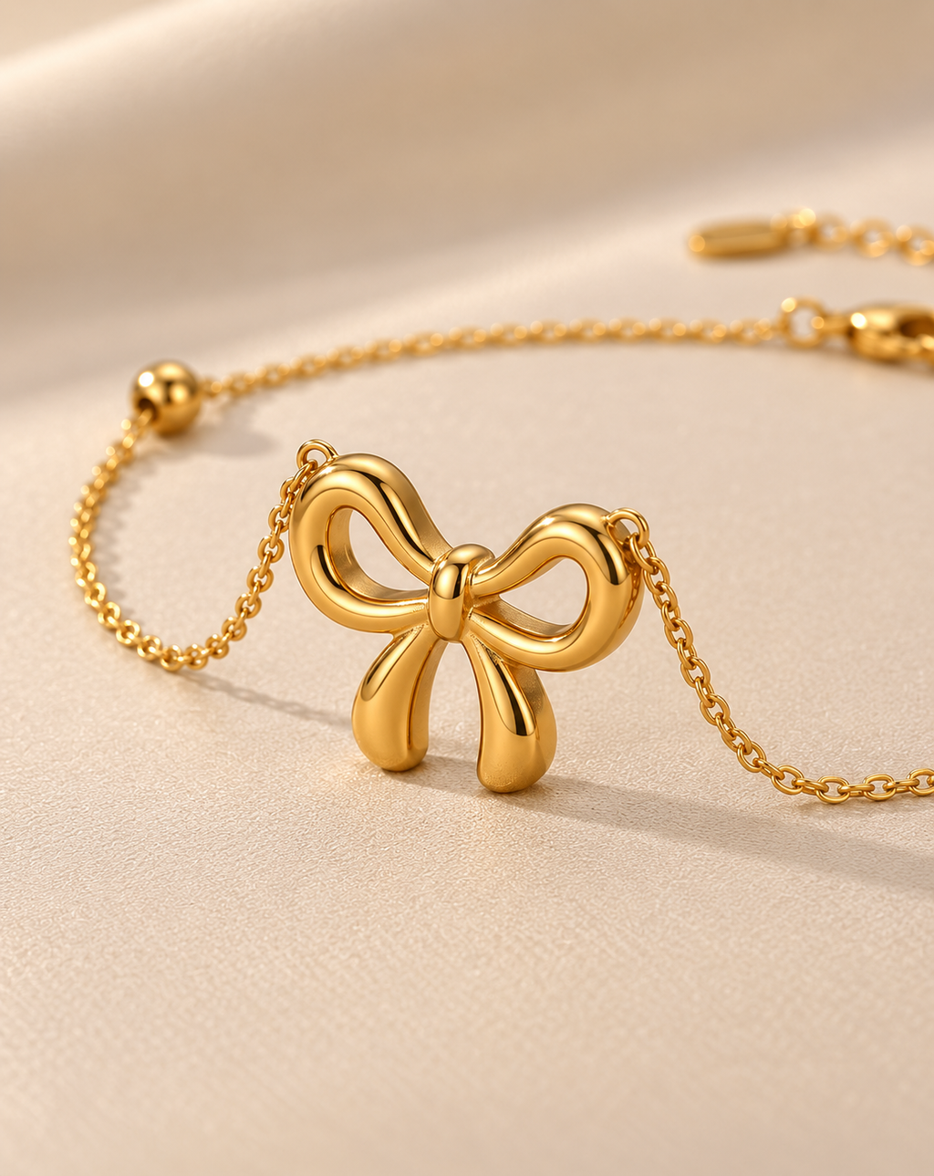 Gold Plated Bow Charm Beaded Bracelet for Women - product image 4