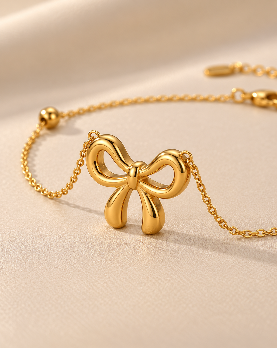 Gold Plated Bow Charm Beaded Bracelet for Women - product image 4